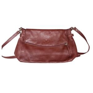 Kate Spade Burgundy Pebbled Leather Shoulder Hobo Bag Soft Slouchy